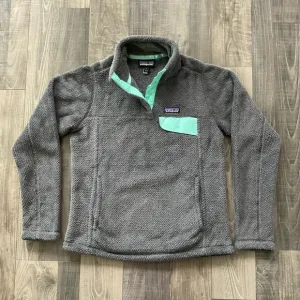 Patagonia Re-Tool Snap-T Pullover Deep Pile JacketWomens SmallGrey Mint Green