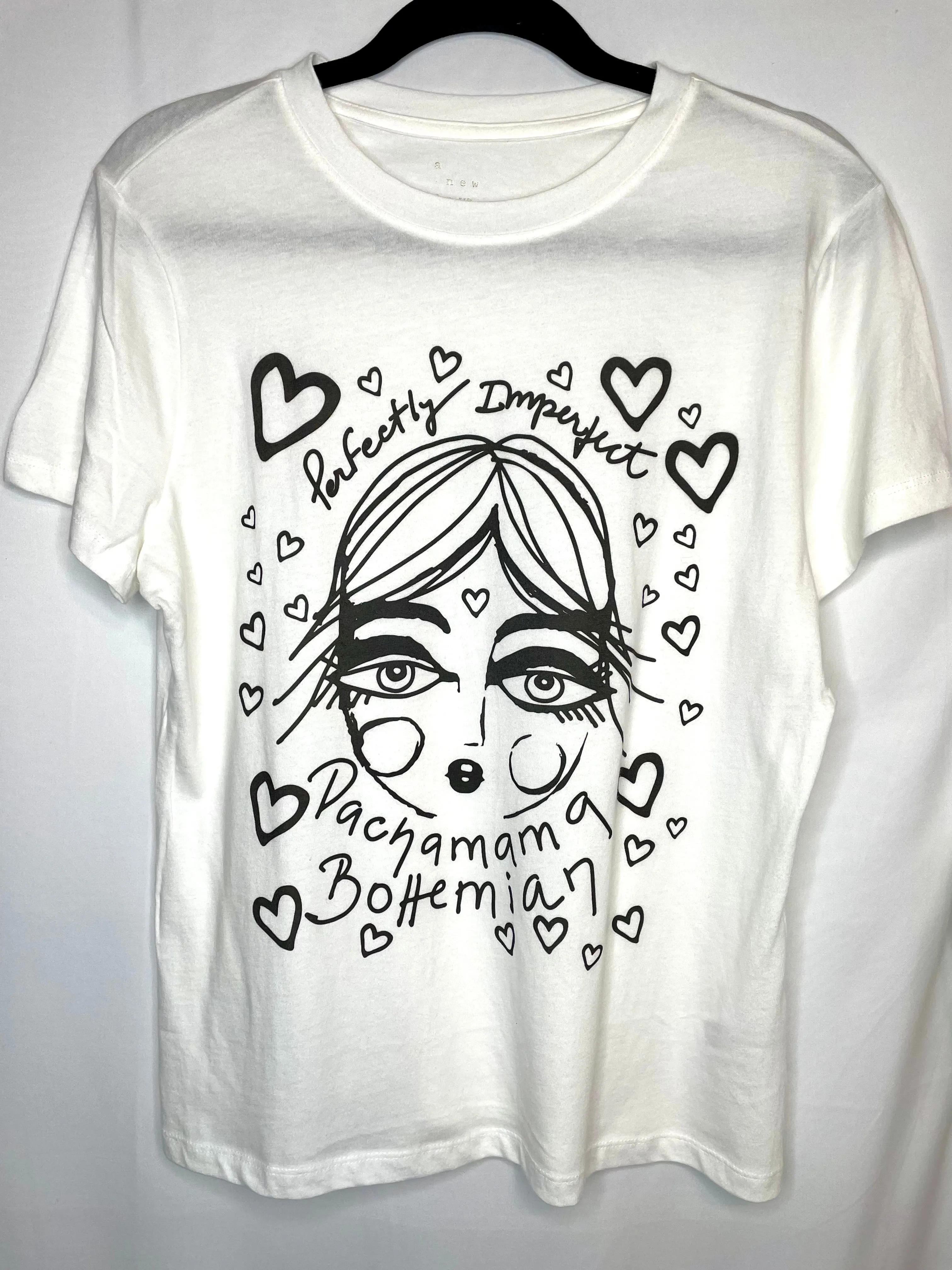Perfectly Imperfect Face Love black and white T-Shirt