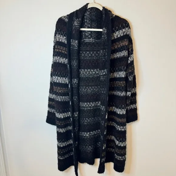 Peruvian Connection Wool Silk Blend Long Cardigan Size Medium Cozy Sweater