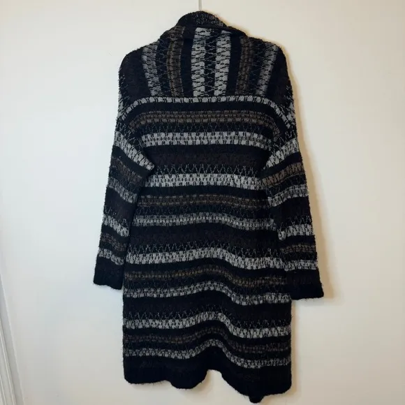 Peruvian Connection Wool Silk Blend Long Cardigan Size Medium Cozy Sweater