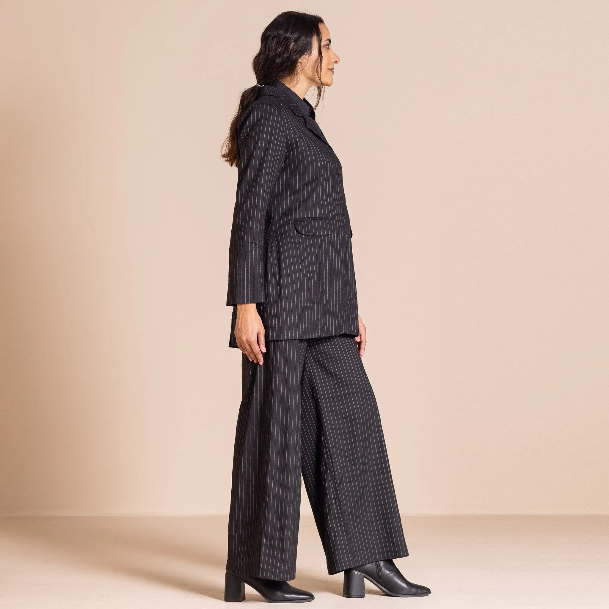 pinstripe equestrian coat
