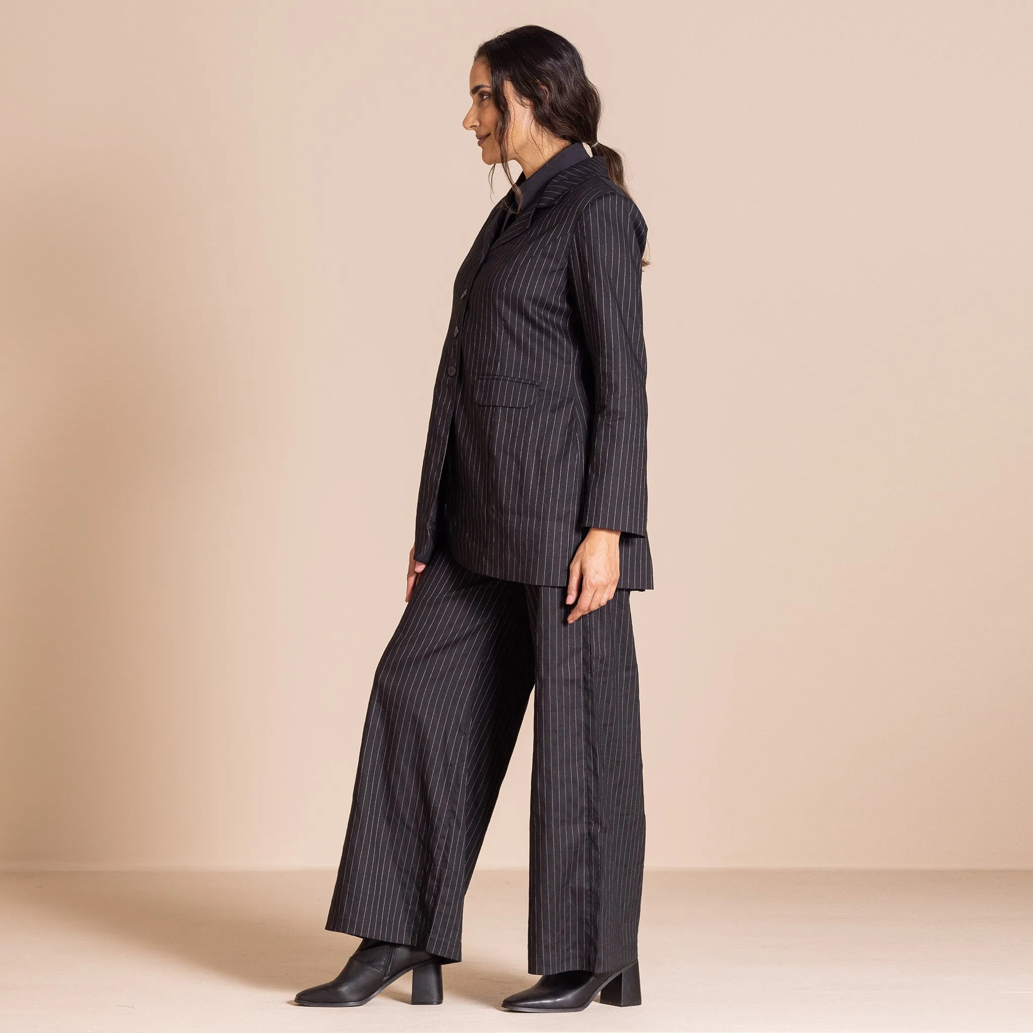 pinstripe equestrian coat