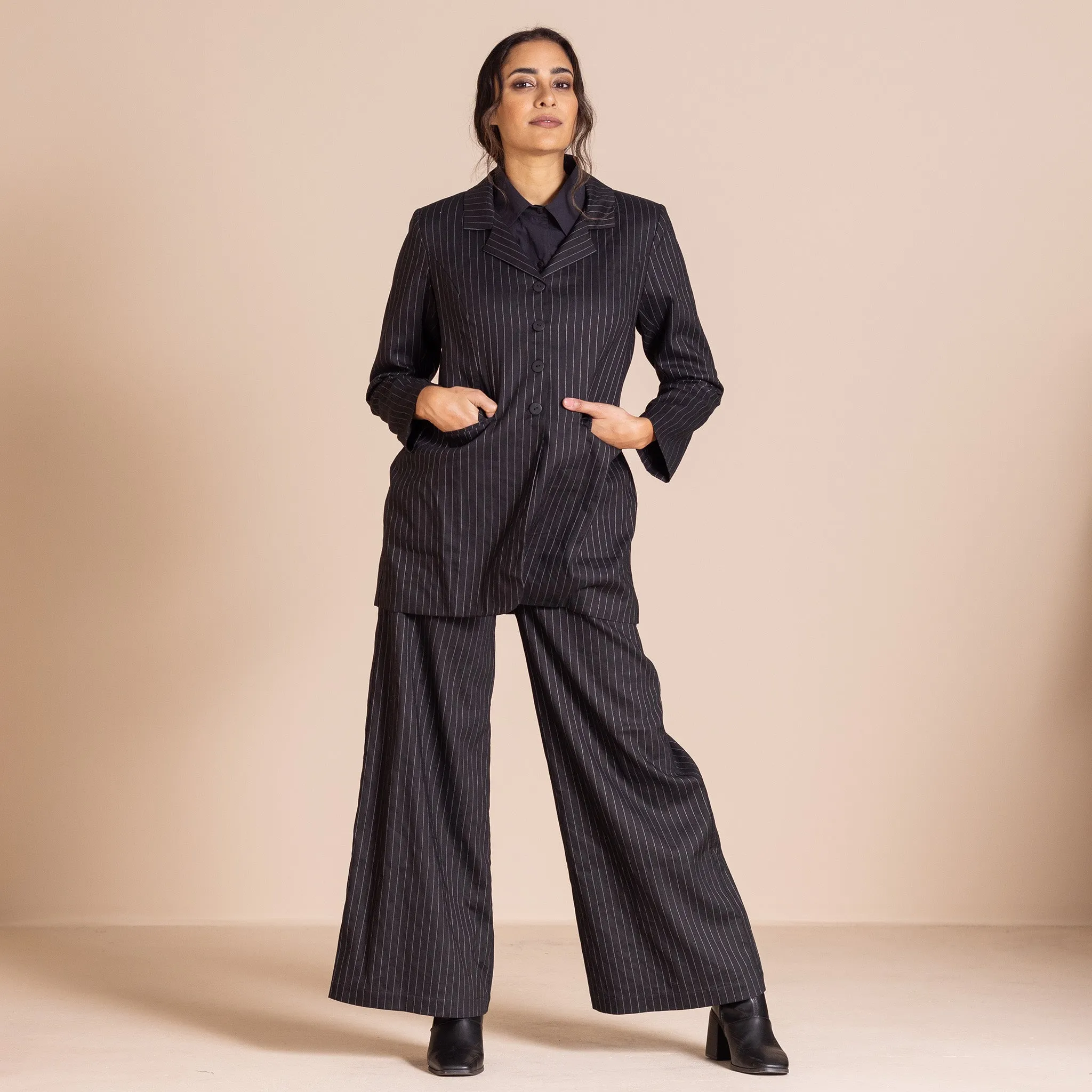 pinstripe equestrian coat