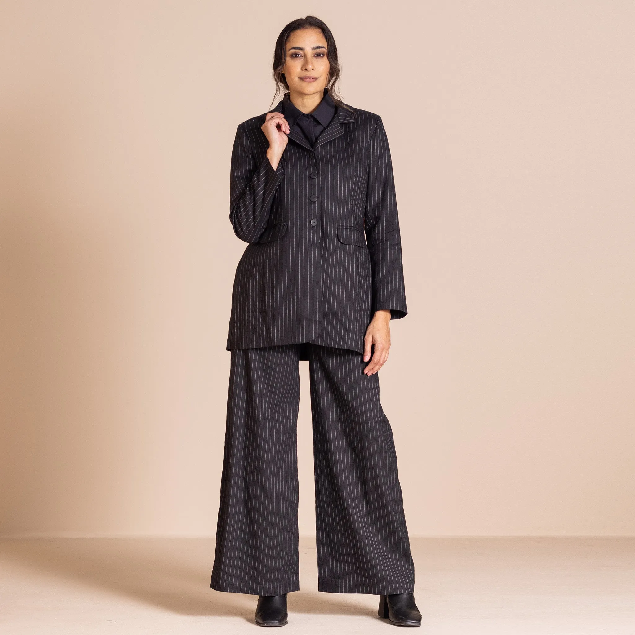 pinstripe equestrian coat