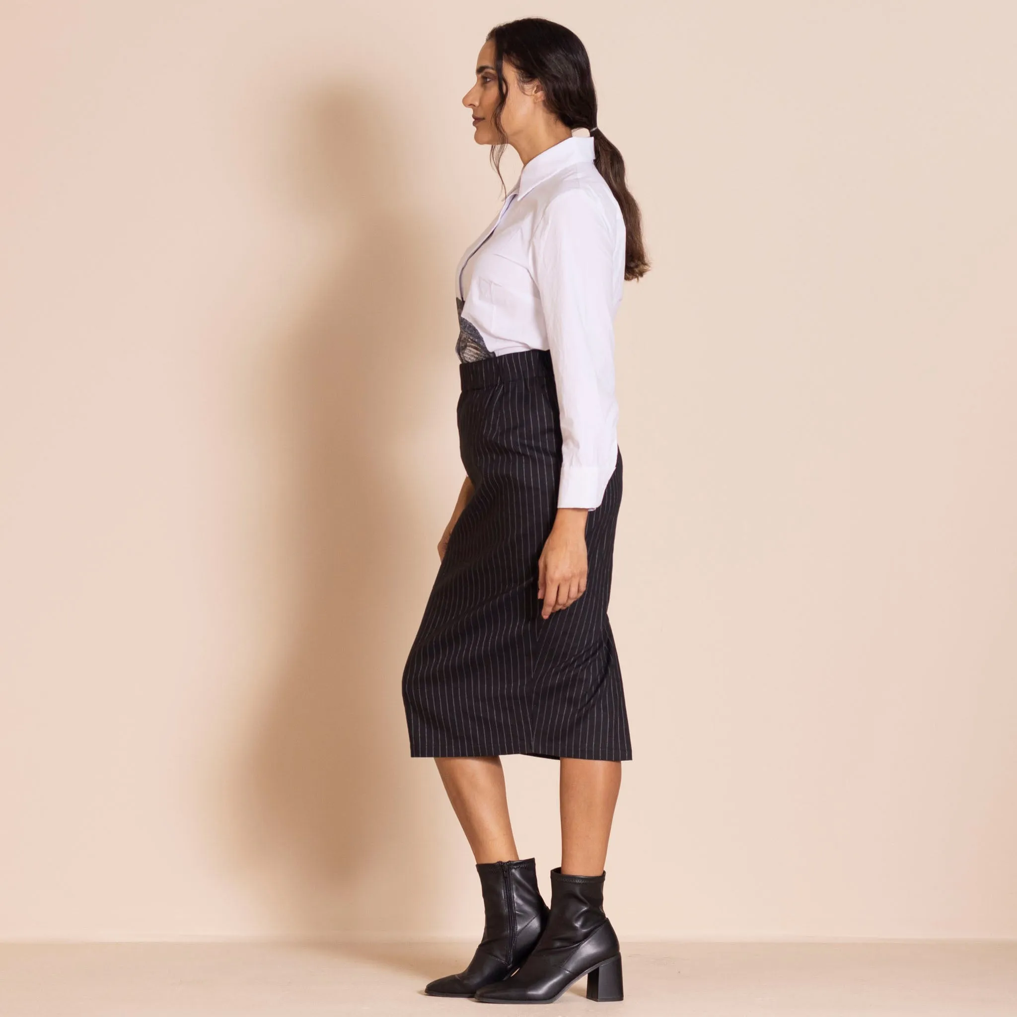 pinstripe monroe skirt