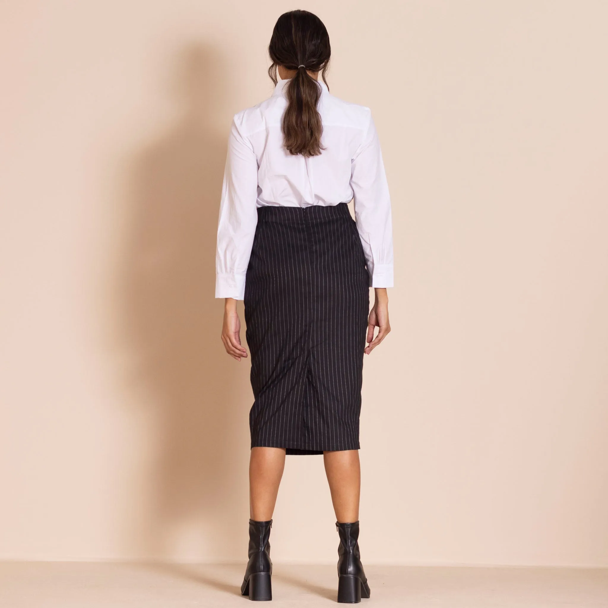 pinstripe monroe skirt