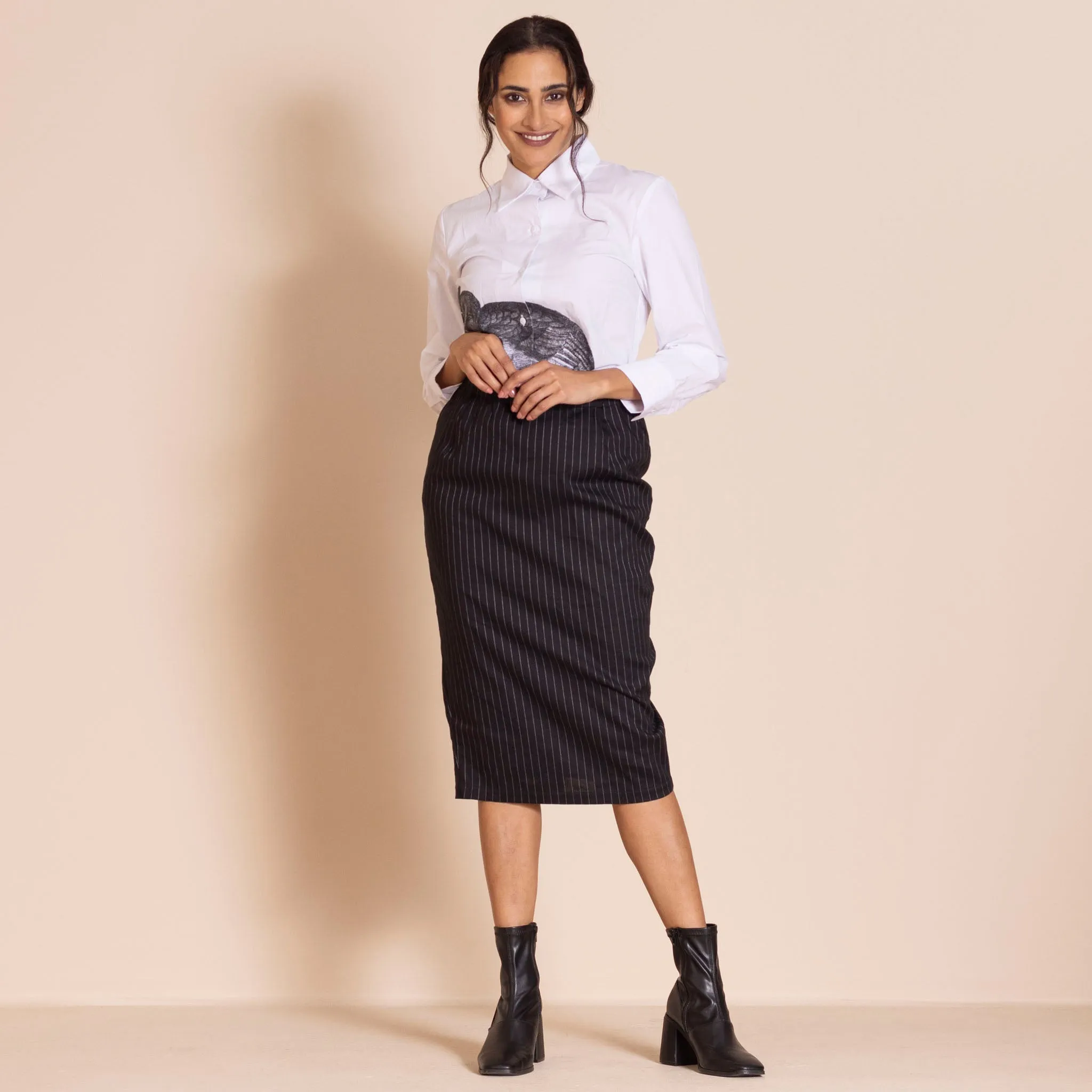 pinstripe monroe skirt