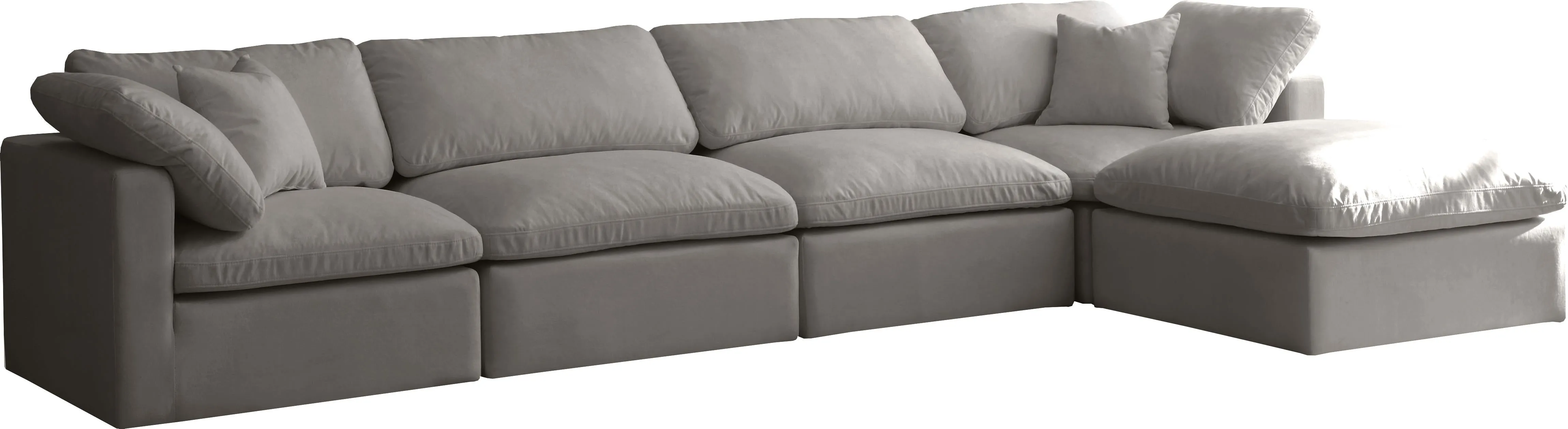 Plush Grey Velvet Standard Cloud Modular Sectional