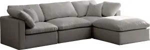 Plush Grey Velvet Standard Cloud Modular Sectional