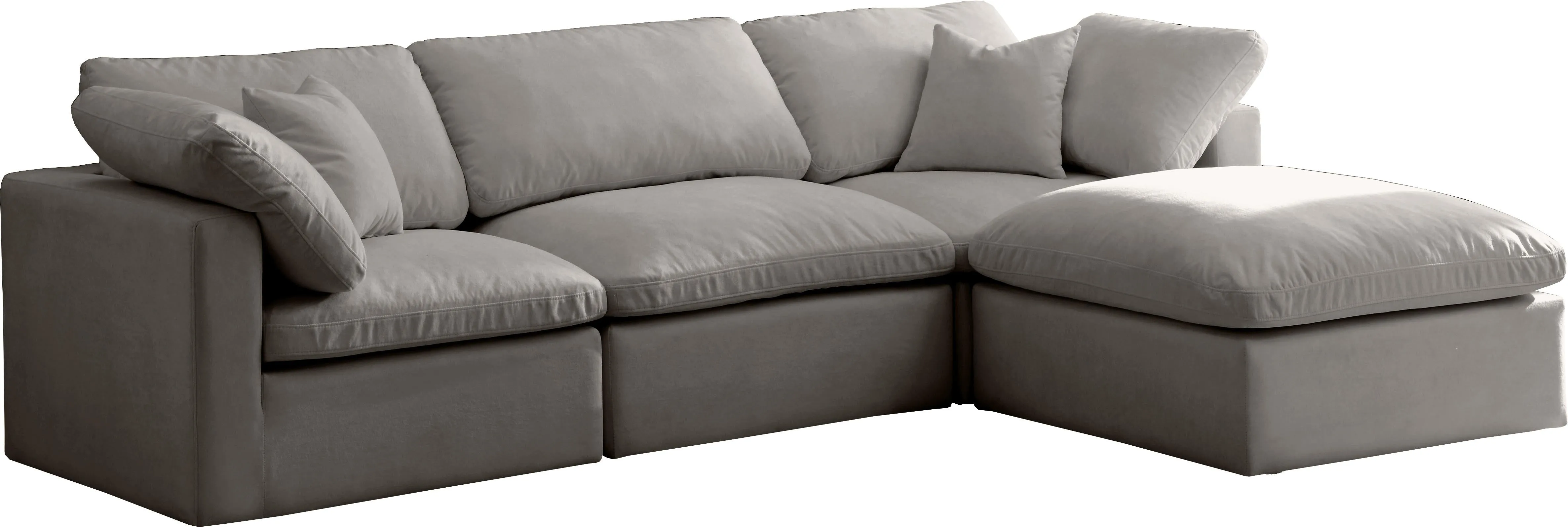 Plush Grey Velvet Standard Cloud Modular Sectional