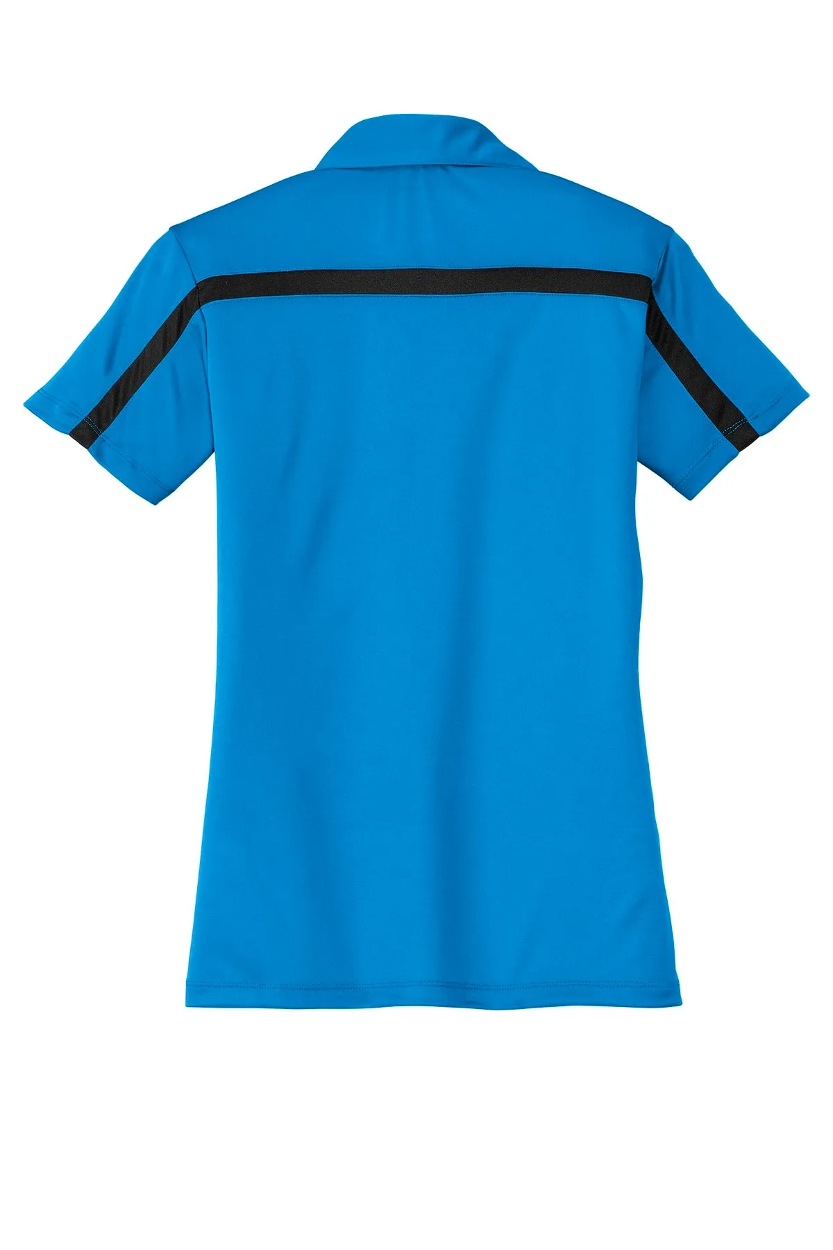 Port Authority Women's Silk Touch Performance Colorblock Stripe Polo. L547 Brilliant Blue/ Black
