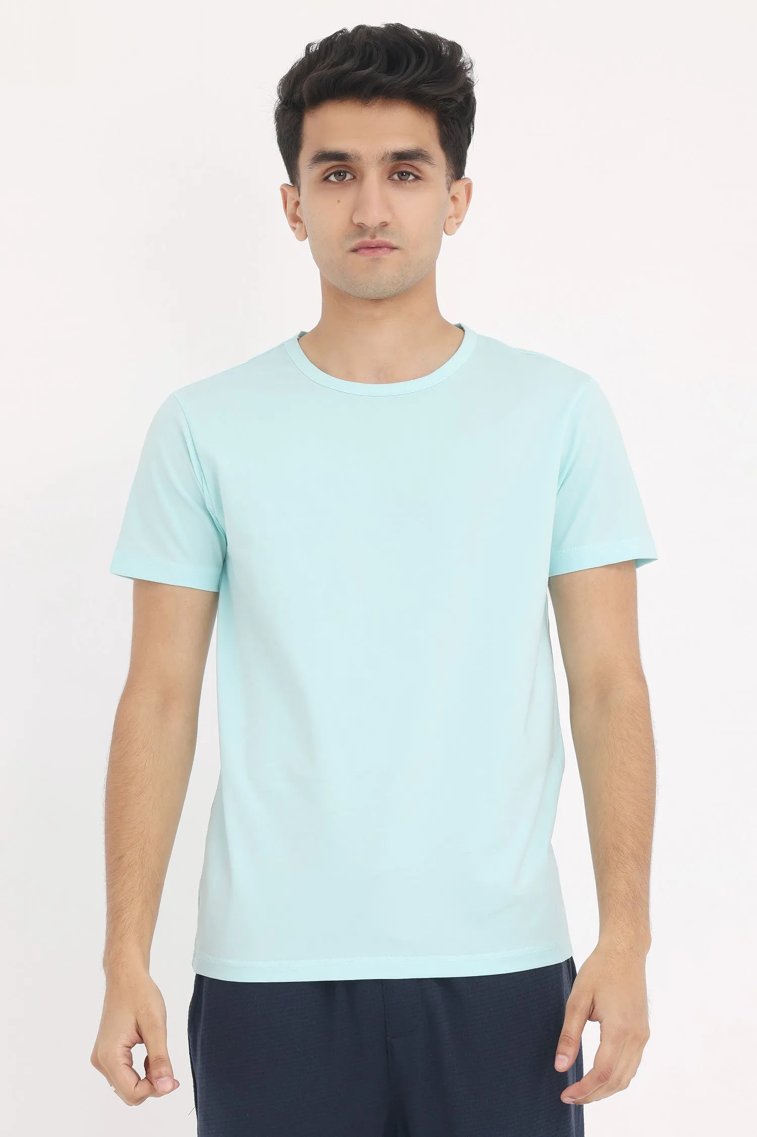 PREMIUM COTTON CREW NECK TEE-SKY-BLUE