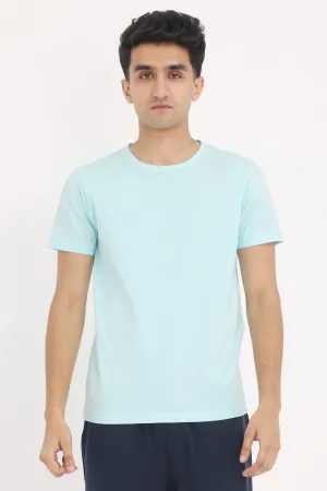 PREMIUM COTTON CREW NECK TEE-SKY-BLUE