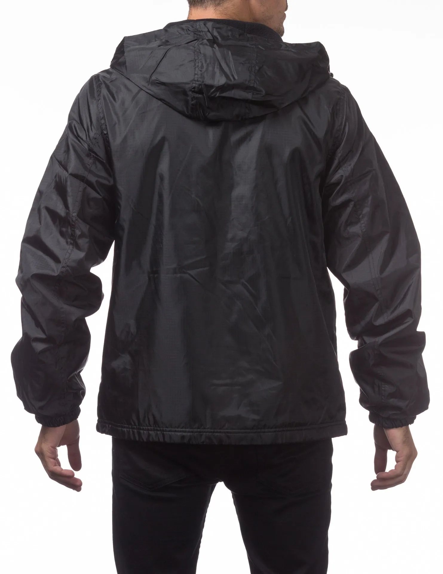 Pro Club Fleece Lined Windbreaker Jacket - BLACK