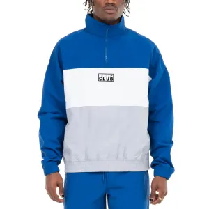 Pro Club Men's Comfort Cotton/Nylon Half Zip Track Jacket - ROYAL/WHITE/SILVER