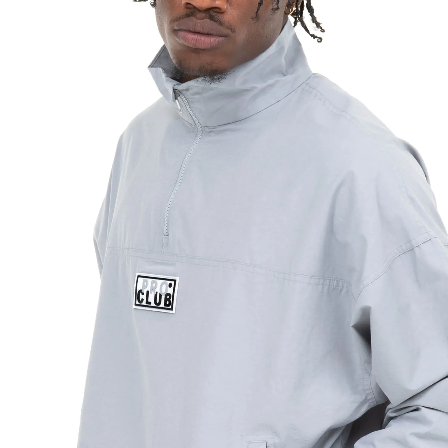 Pro Club Men's Comfort Cotton/Nylon Half Zip Track Jacket - SILVER