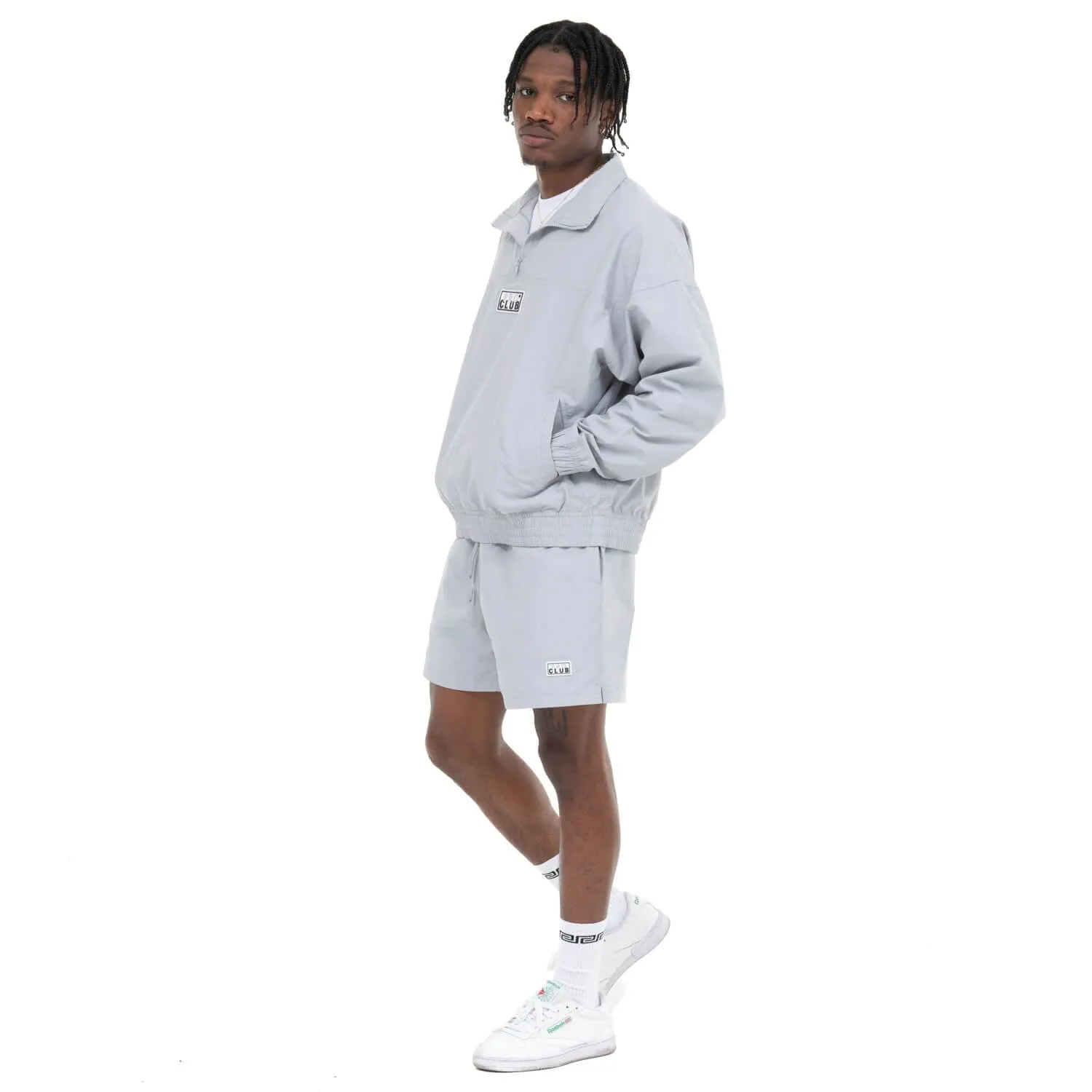 Pro Club Men's Comfort Cotton/Nylon Half Zip Track Jacket - SILVER
