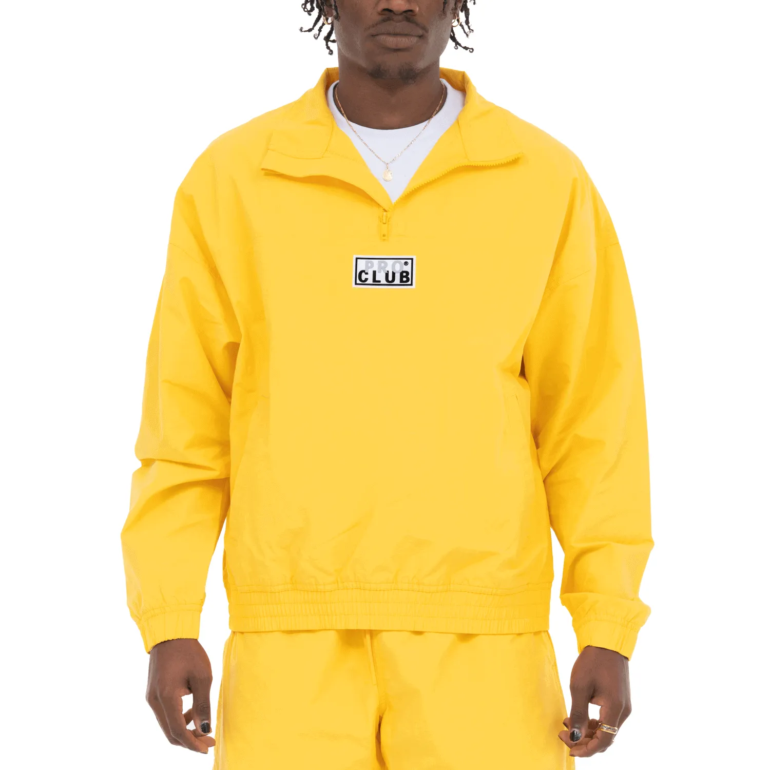 Pro Club Men's Comfort Cotton/Nylon Half Zip Track Jacket - YELLOW