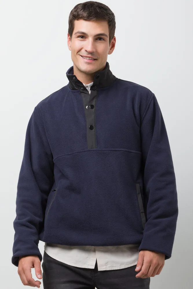 Quarter Button Up Top Navy