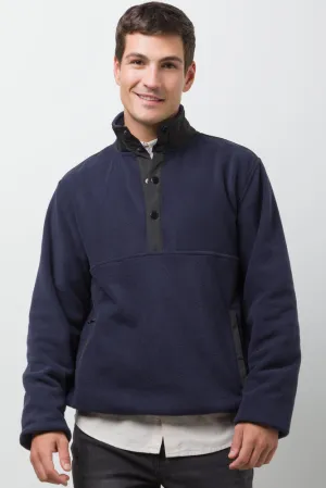 Quarter Button Up Top Navy