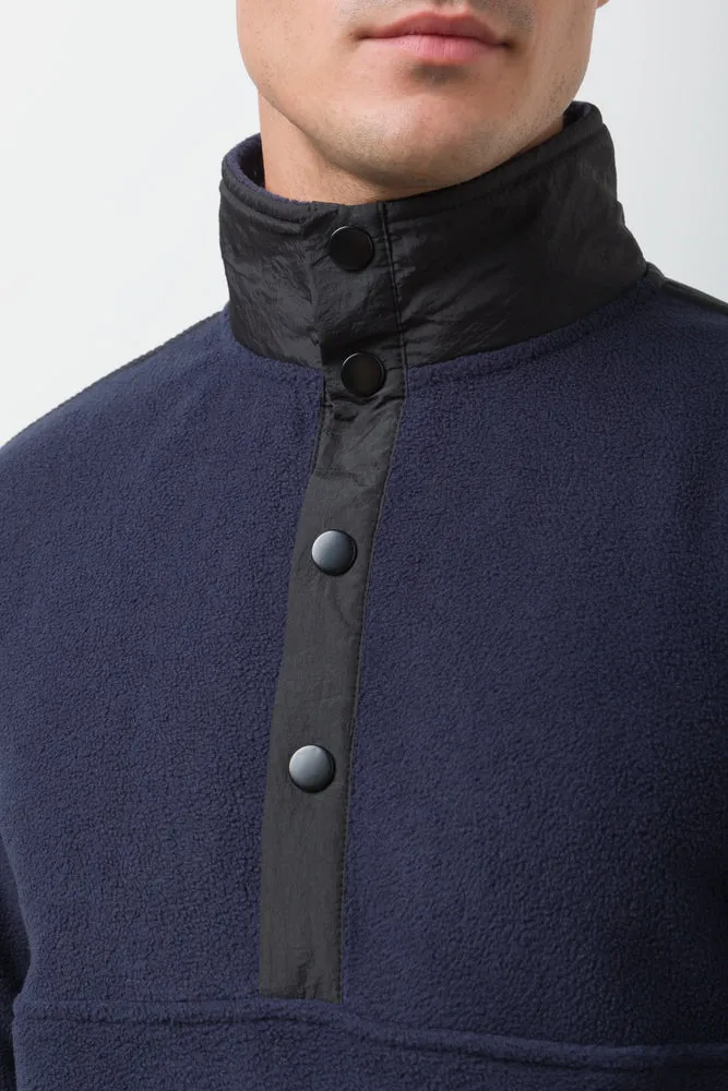 Quarter Button Up Top Navy