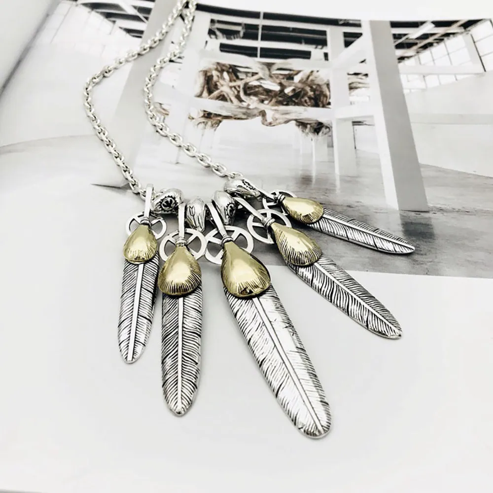 Real Solid 925 Sterling Silver Necklace Pendant Feather Tassel Animals Eagle Punk Hip Hop Jewelry 22"-30"