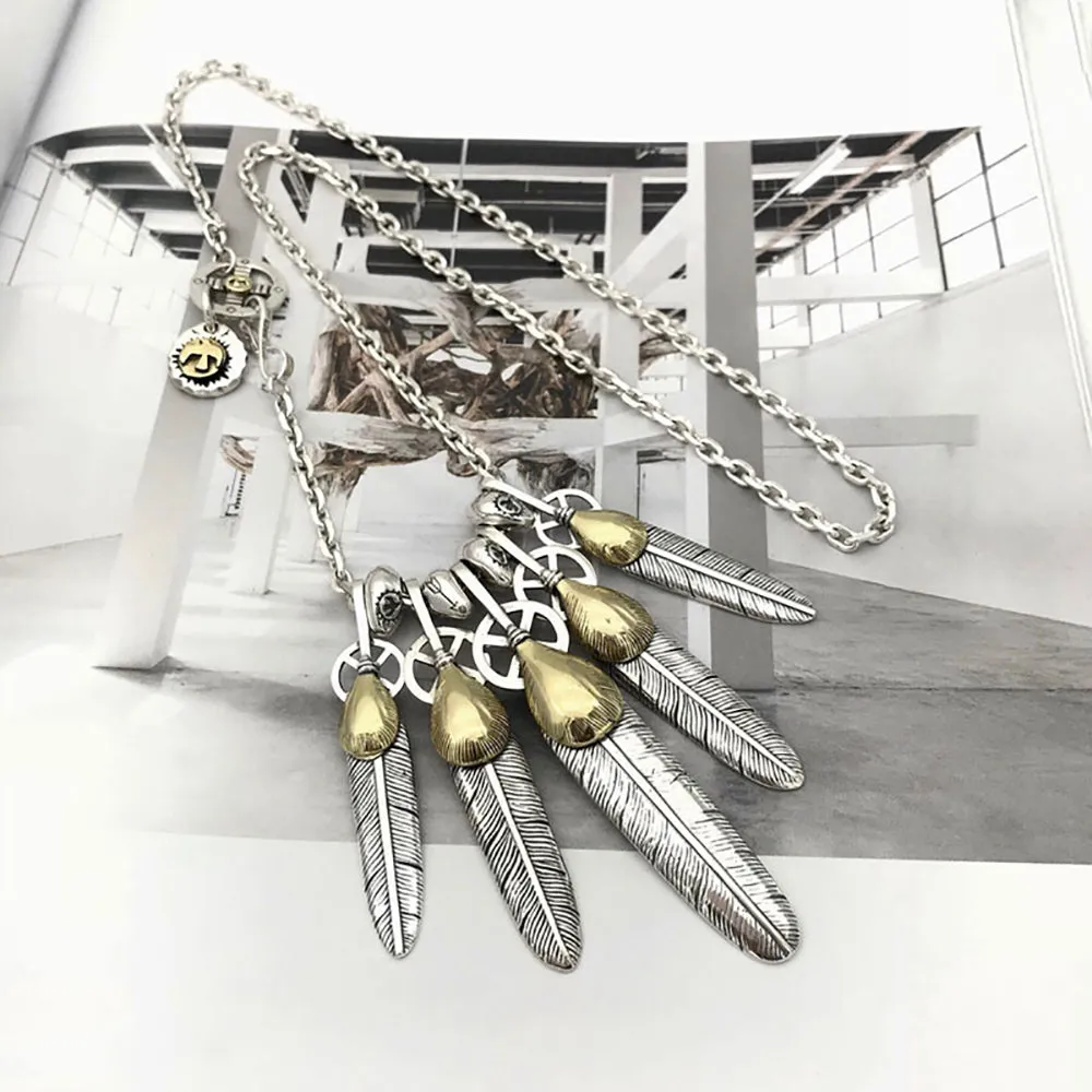 Real Solid 925 Sterling Silver Necklace Pendant Feather Tassel Animals Eagle Punk Hip Hop Jewelry 22"-30"