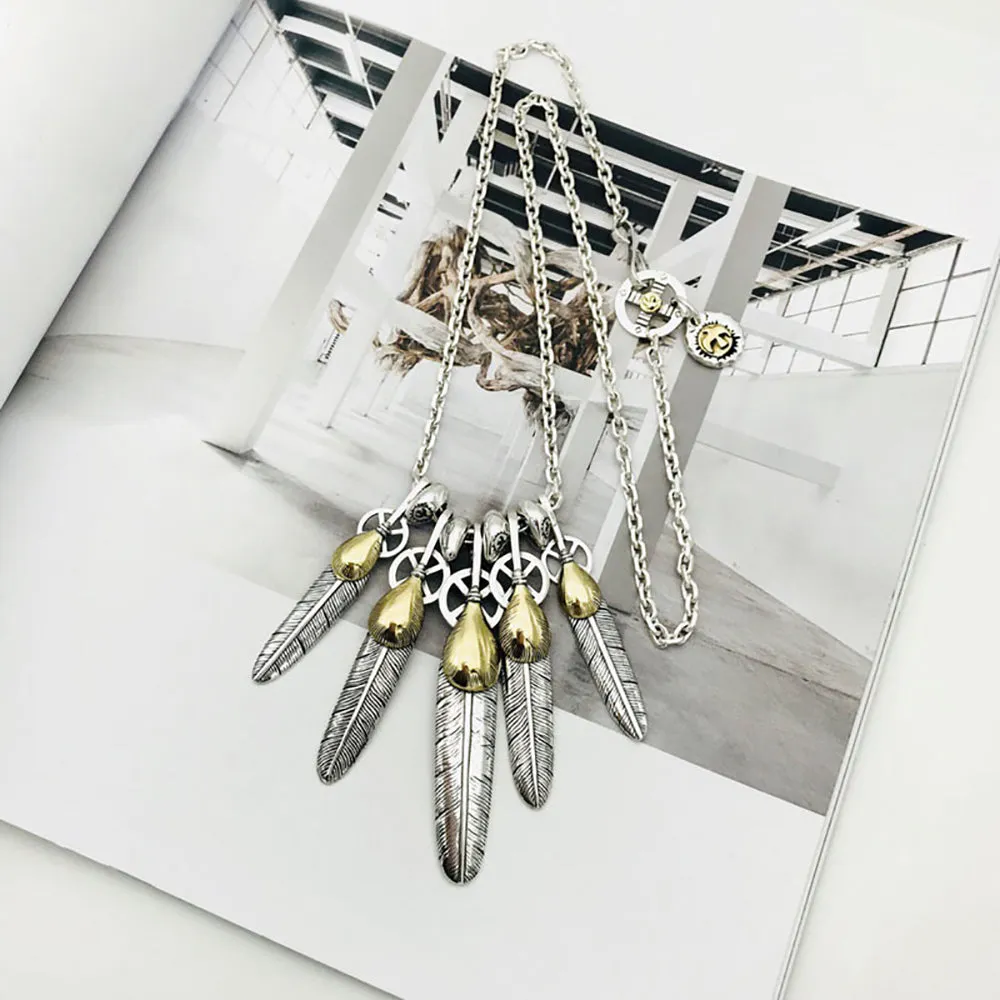 Real Solid 925 Sterling Silver Necklace Pendant Feather Tassel Animals Eagle Punk Hip Hop Jewelry 22"-30"