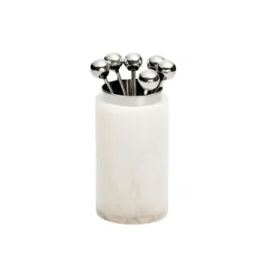 Resin and Steel Cocktail Pick Set-White