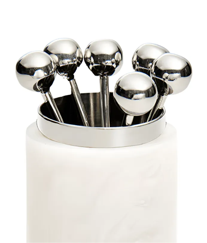Resin and Steel Cocktail Pick Set-White