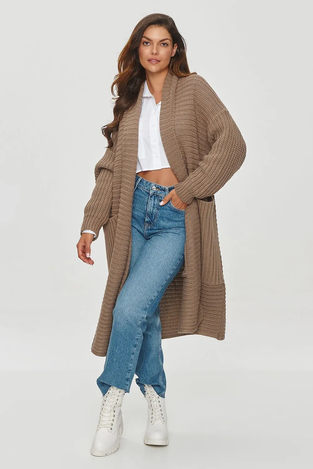Ribbed Oversized Cardigan with Pockets