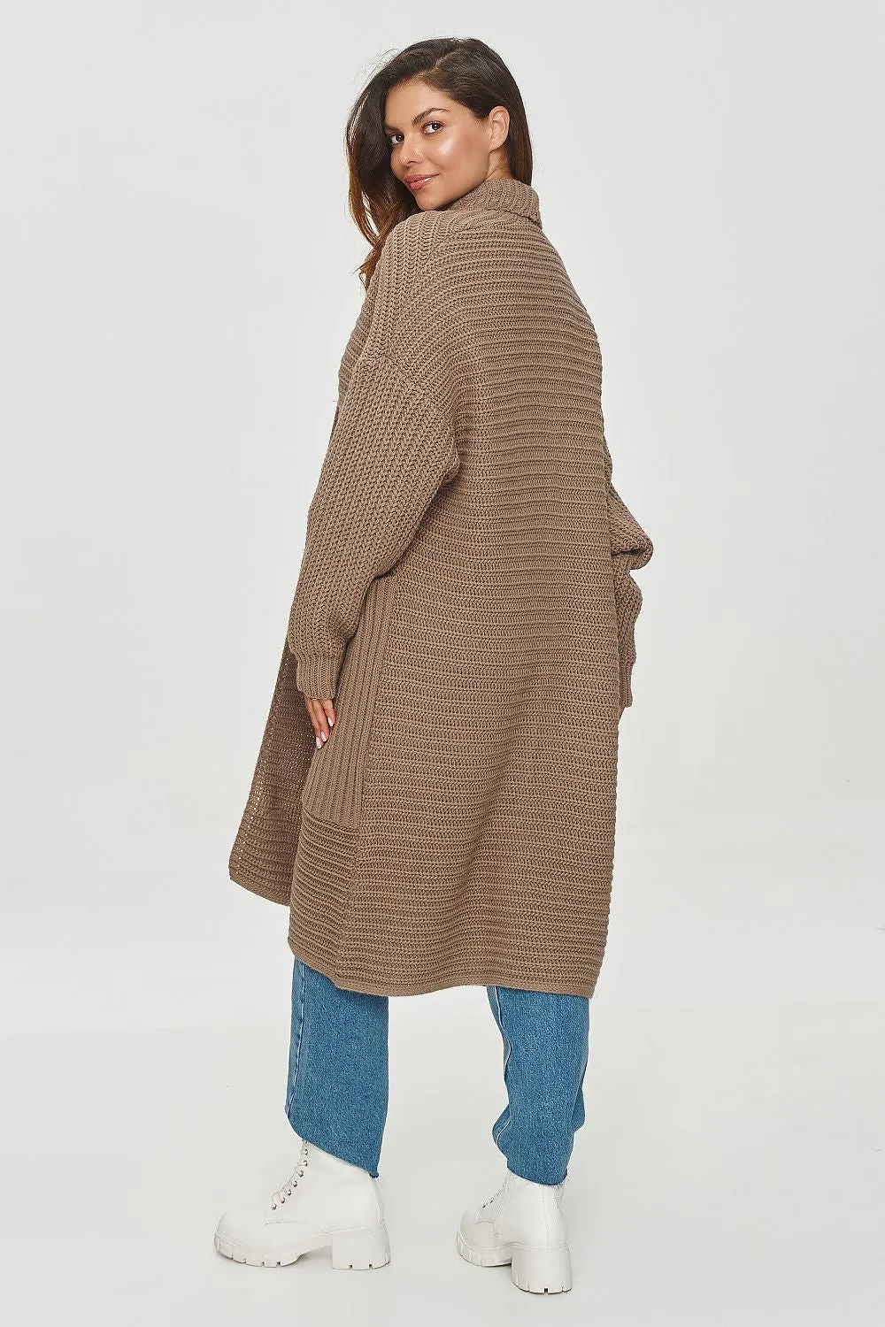 Ribbed Oversized Cardigan with Pockets