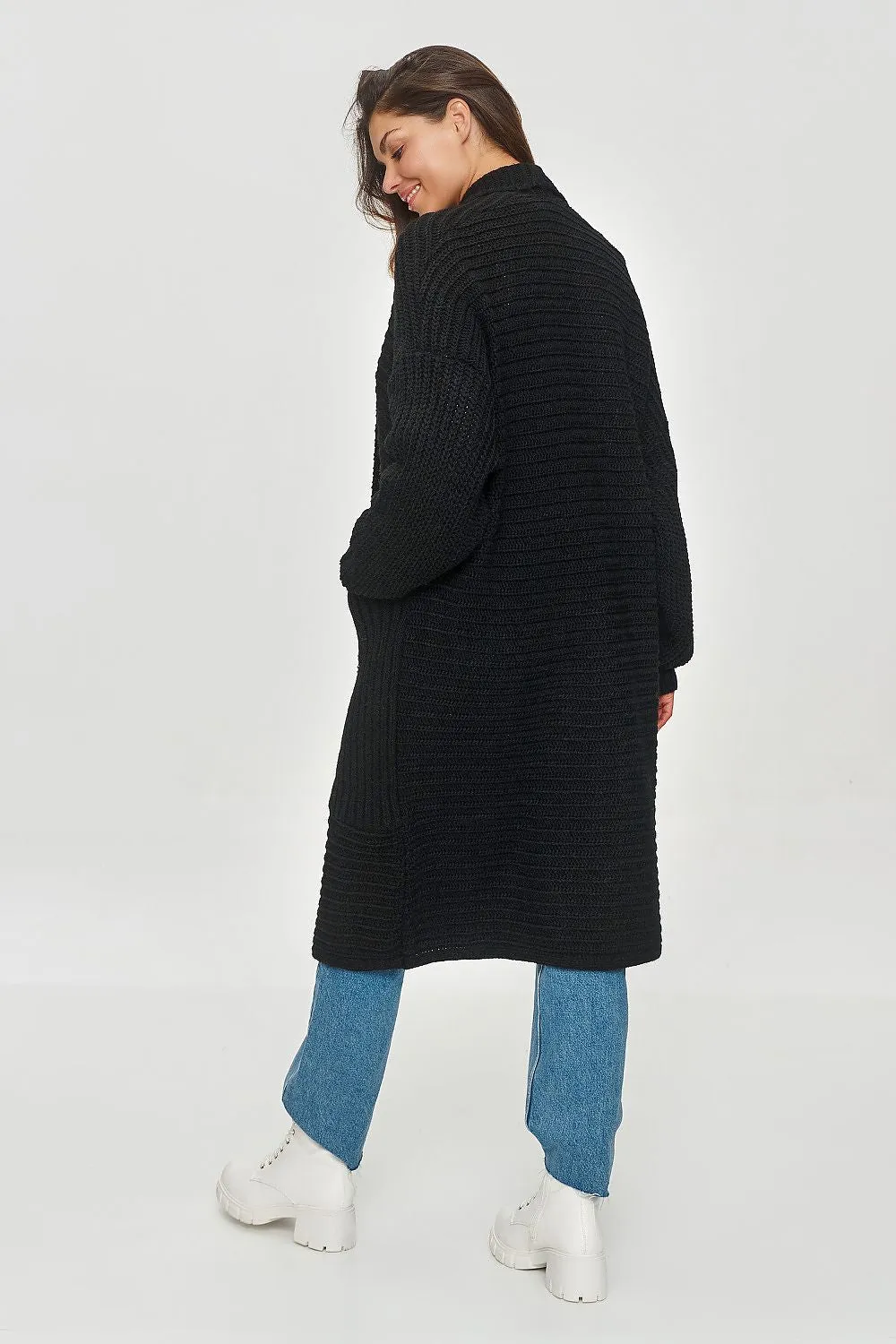 Ribbed Oversized Cardigan with Pockets