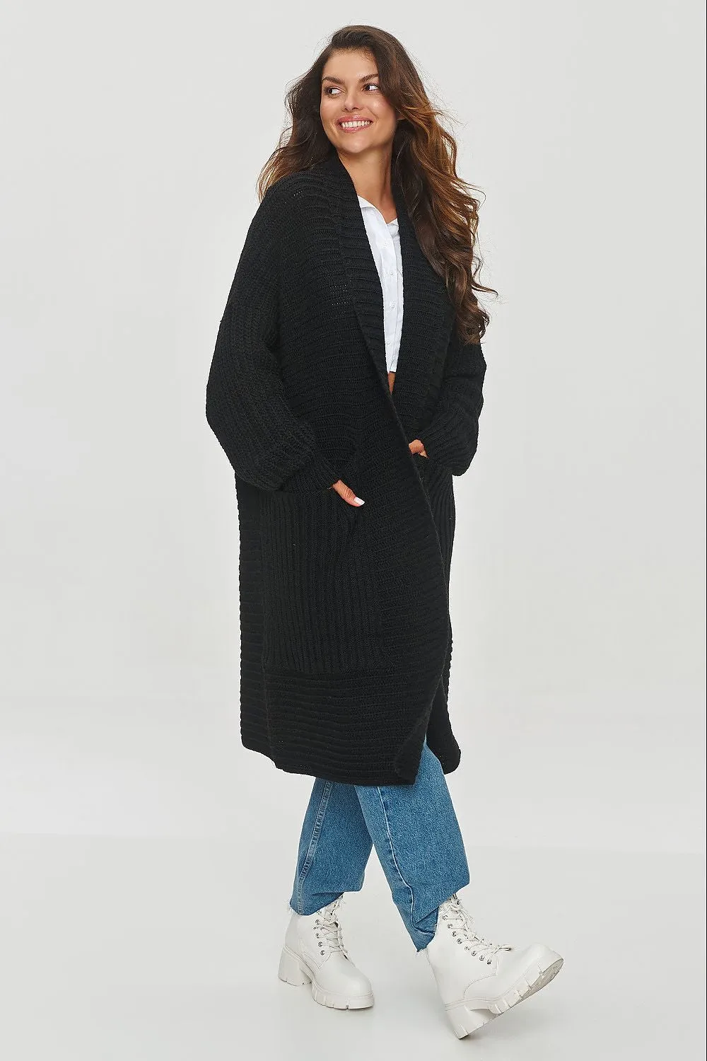 Ribbed Oversized Cardigan with Pockets