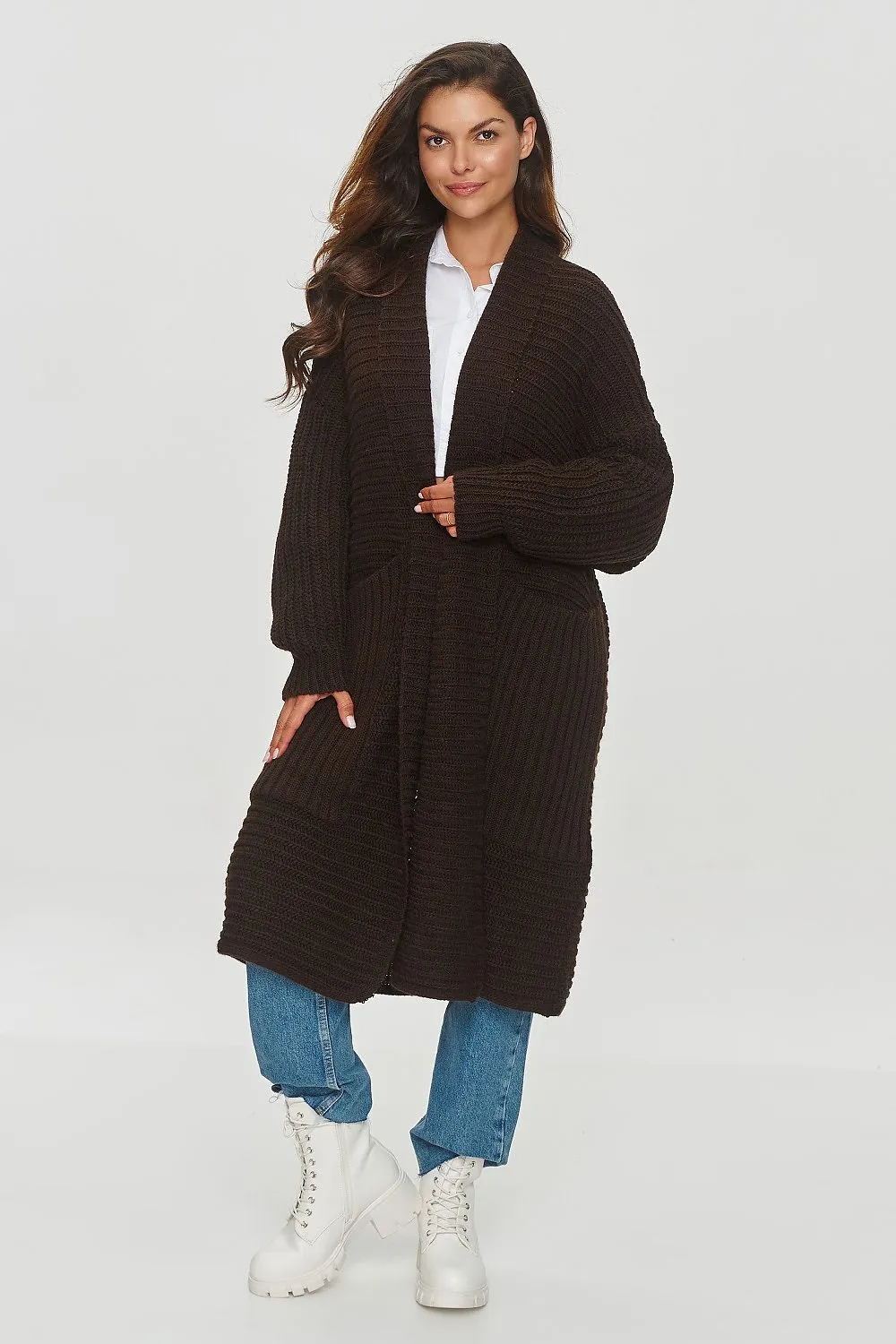 Ribbed Oversized Cardigan with Pockets