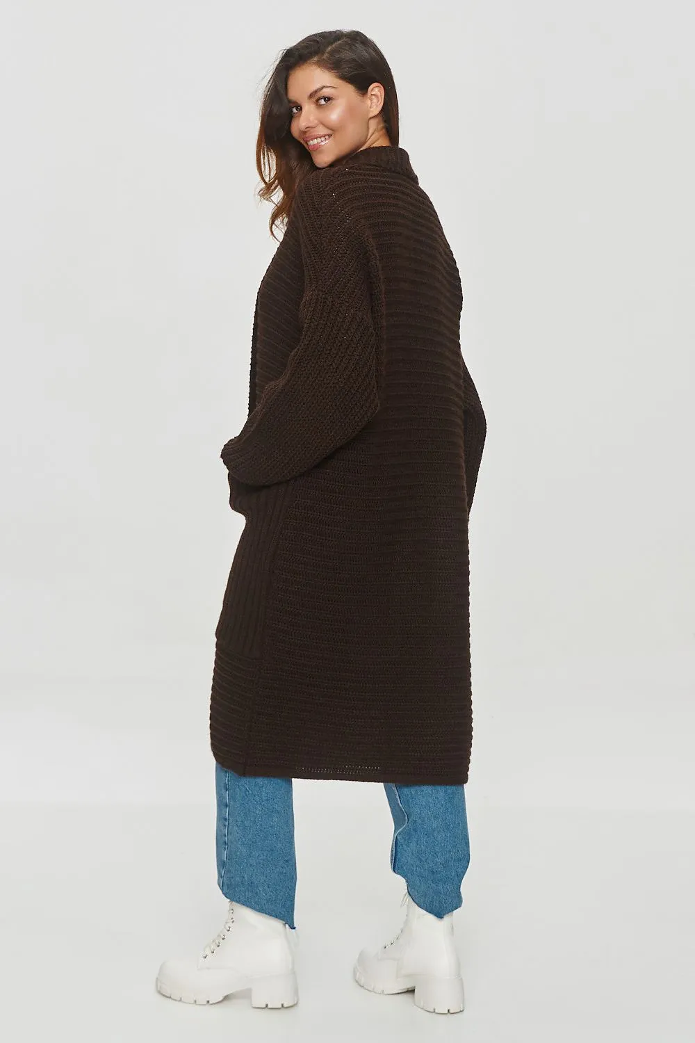 Ribbed Oversized Cardigan with Pockets