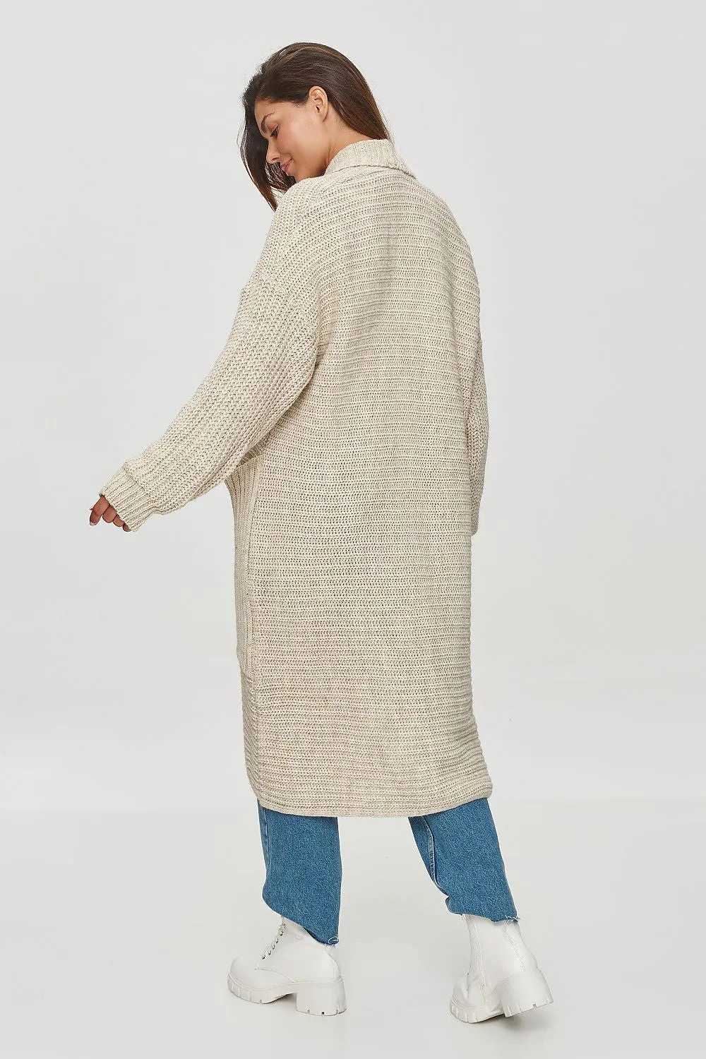 Ribbed Oversized Cardigan with Pockets