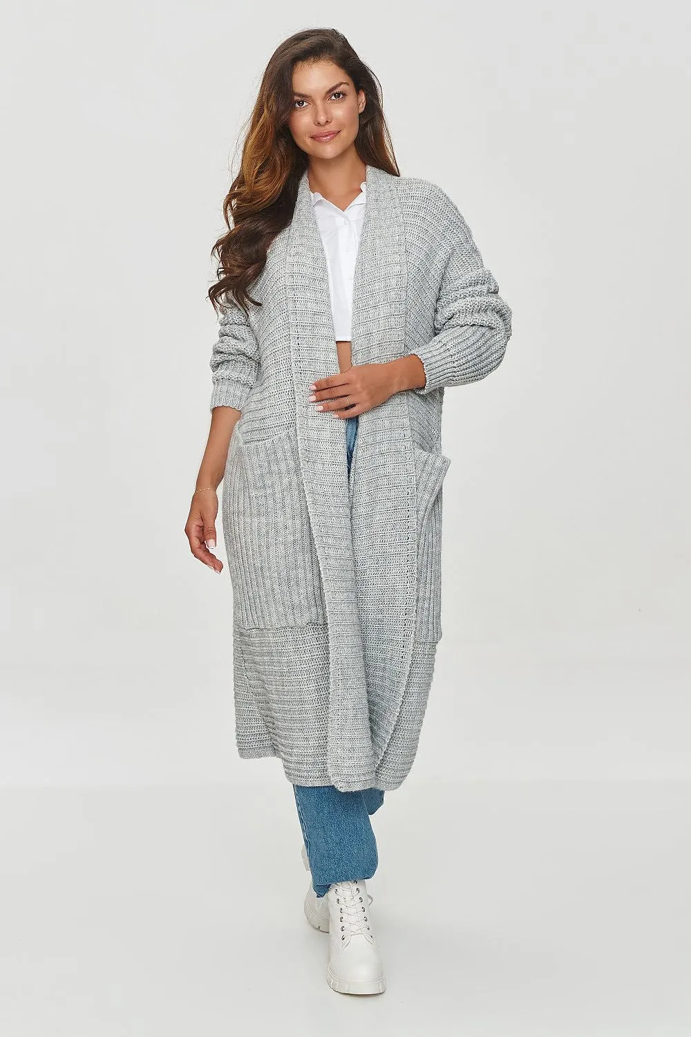 Ribbed Oversized Cardigan with Pockets