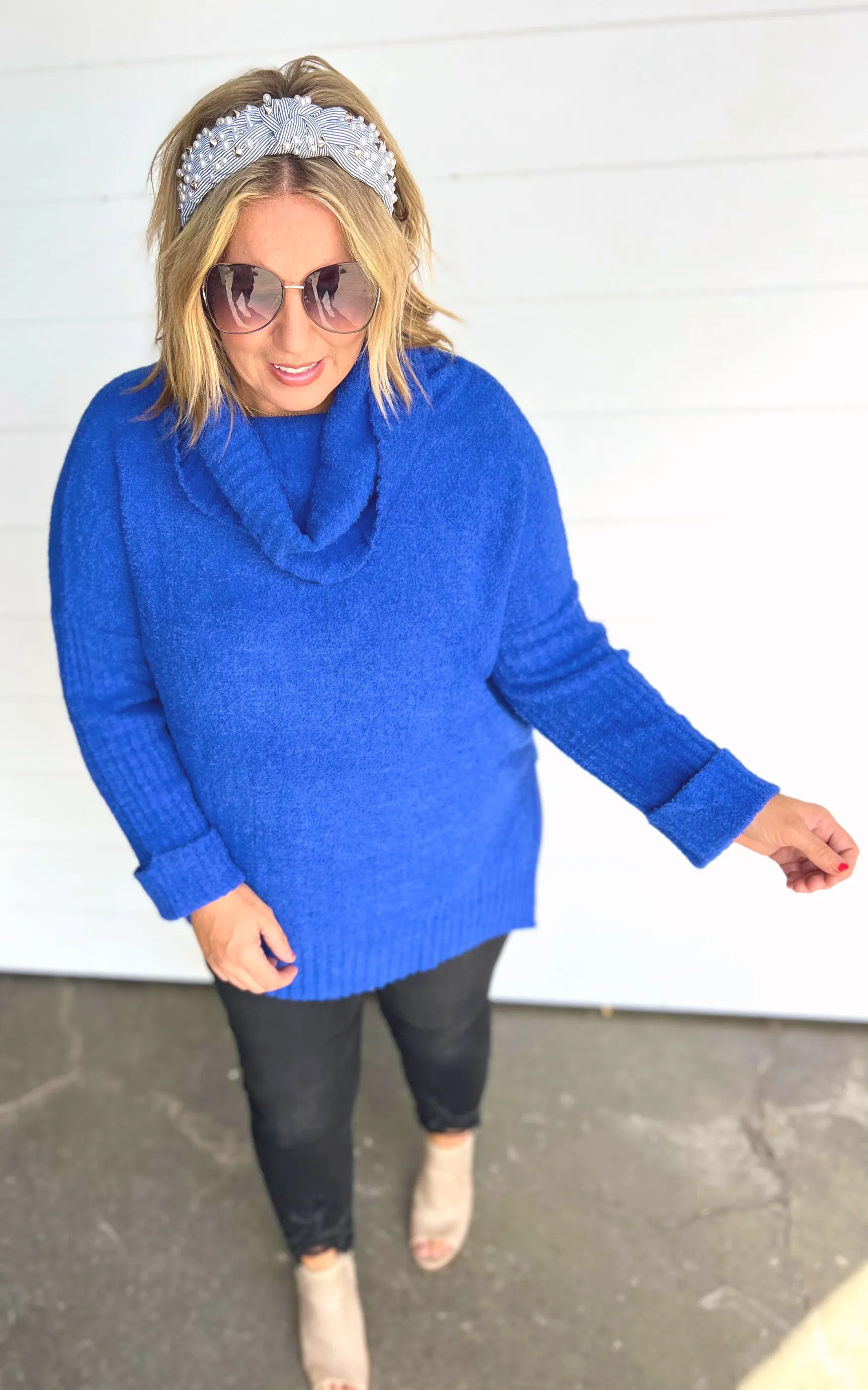 Royal Blue Cowl Neck Sweater | FINAL SALE