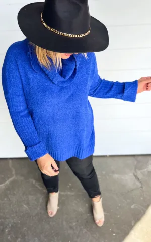 Royal Blue Cowl Neck Sweater | FINAL SALE