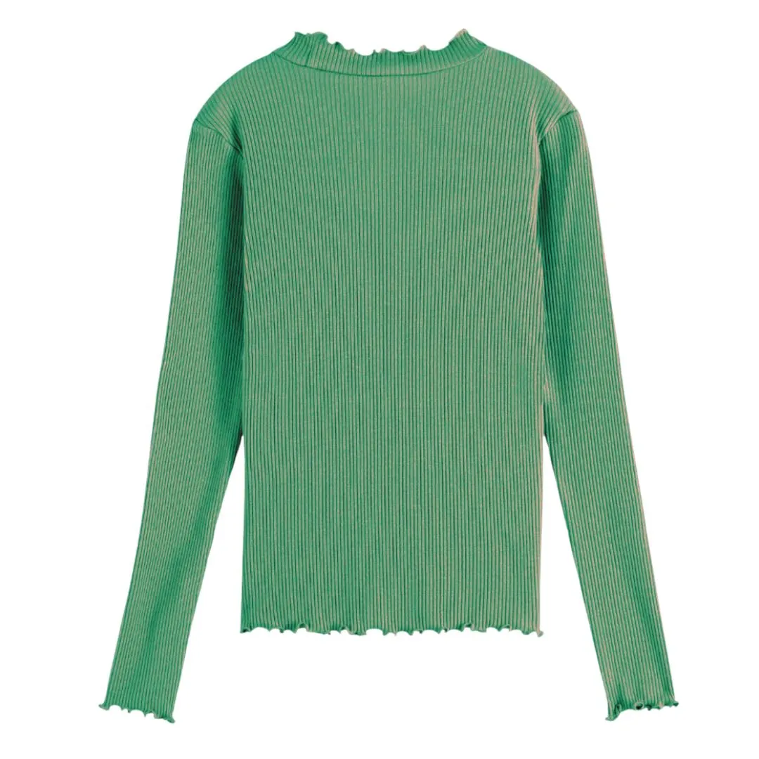Scotch & Soda Long-Sleeve Ribbed T-Shirt In Green