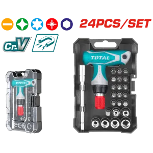 Set 24 pezzi giravite a cricchetto impugnatura a T
