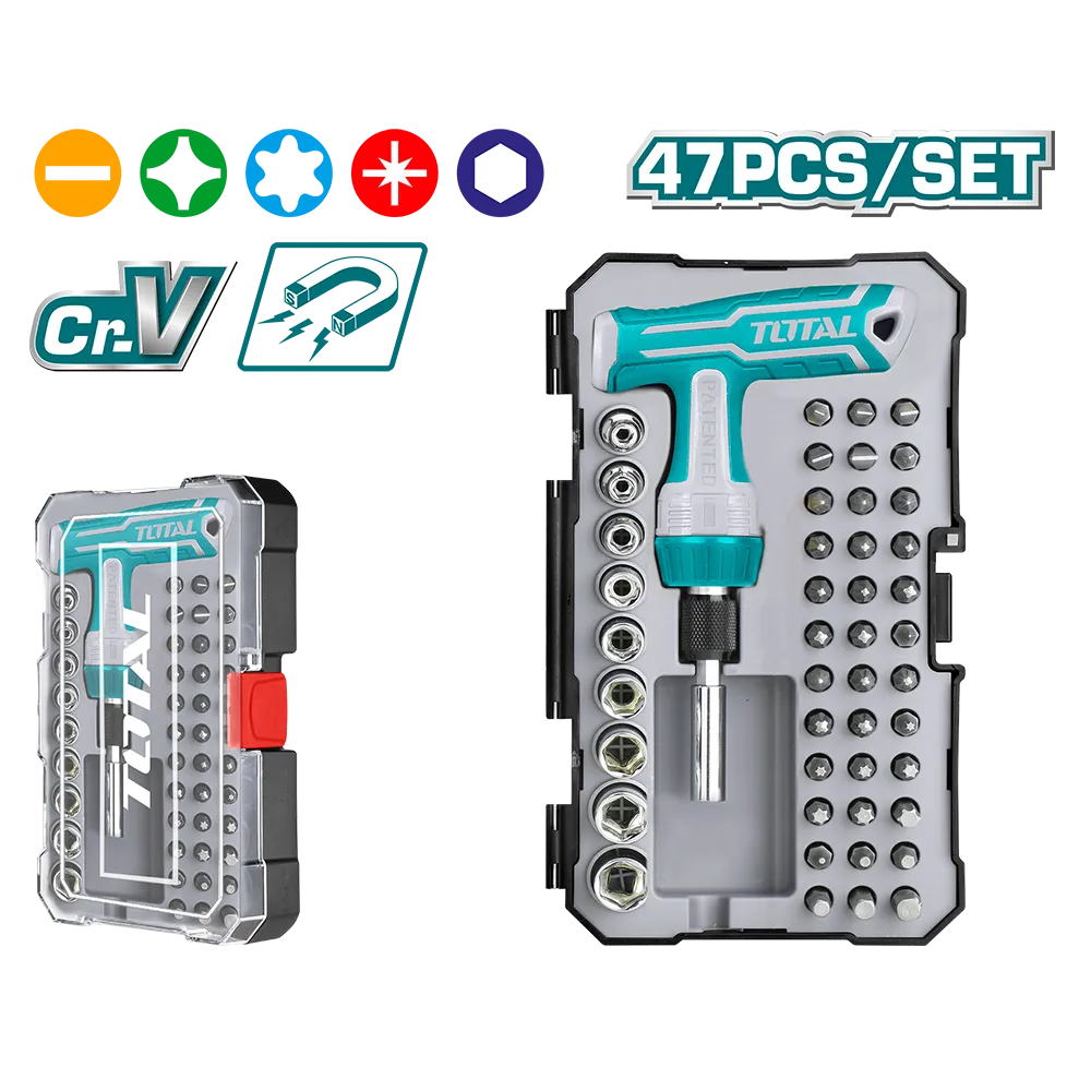 Set 47 pezzi giravite a cricchetto impugnatura a T