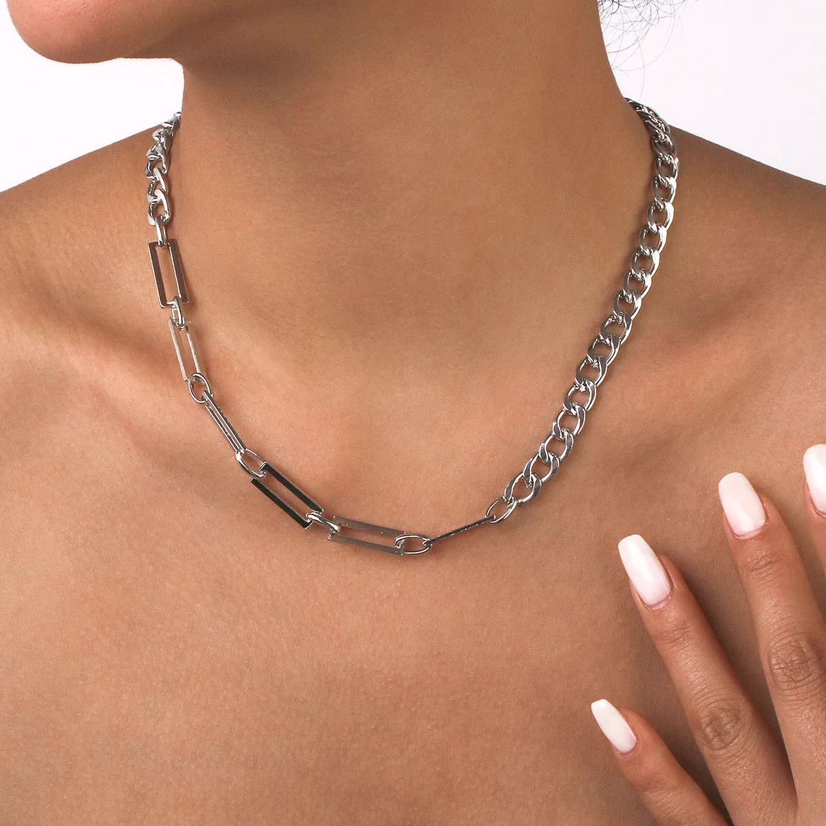 Silver-Plated Open Rectangle Chain