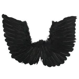 Small 50cm x 40cm Black Angel Wings with tinsel