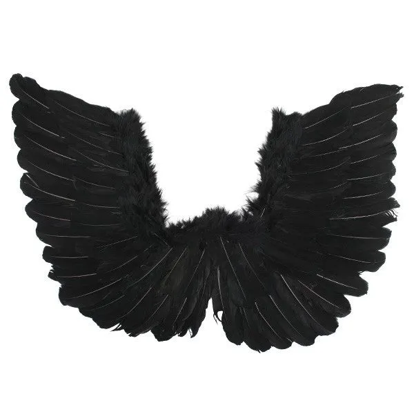 Small 50cm x 40cm Black Angel Wings with tinsel