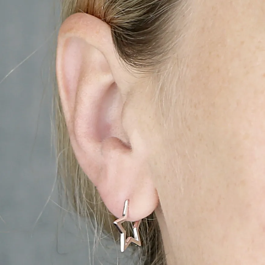 Small Plain Open Star Stud Hoops