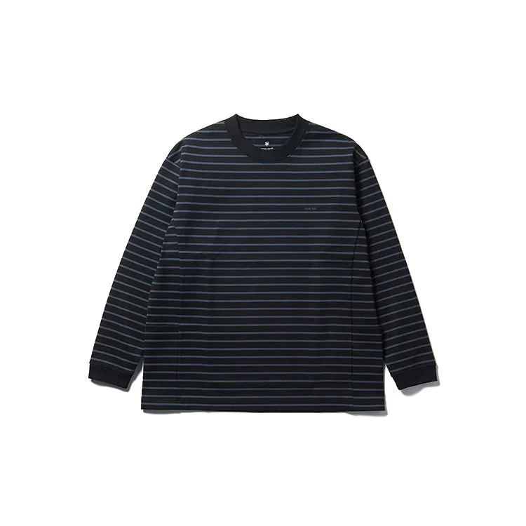 Snow Peak - Heavy Cotton Border Long Sleeve T-Shirt - Black/Grey