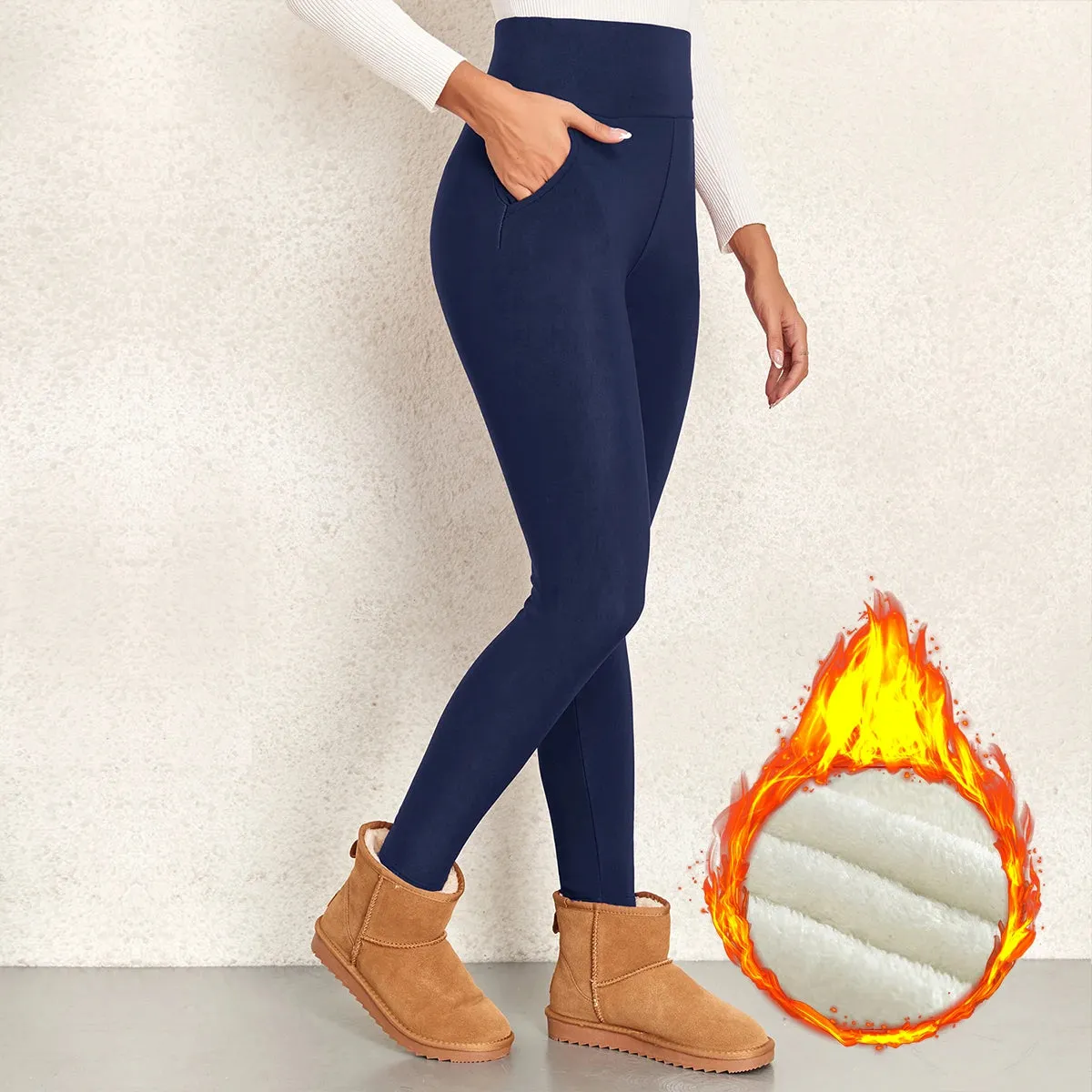 Solid Sherpa Lined Leggings – Casual Comfort with High Waist Elegance