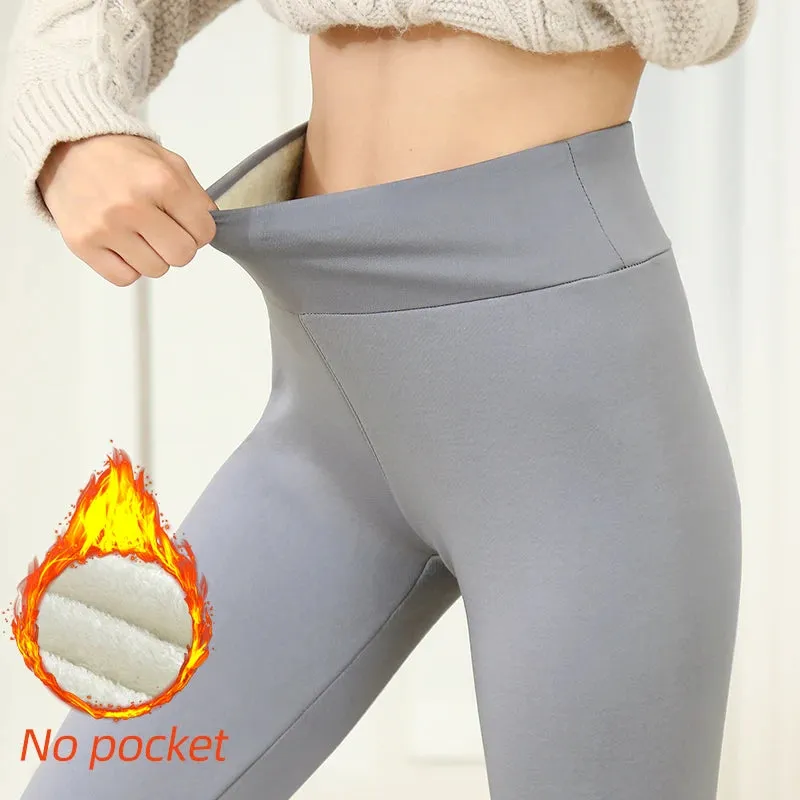 Solid Sherpa Lined Leggings – Casual Comfort with High Waist Elegance
